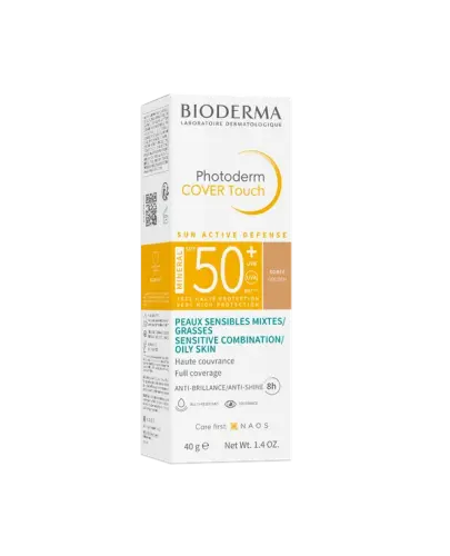 Bioderma Photoderm Cover Touch Mineral SPF 50+ Podkład mineralny ciemny, 40 ml - 8 h kontrola wydzielania sebum