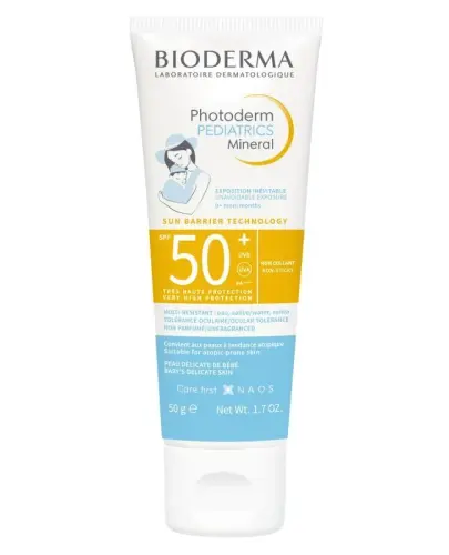 Bioderma Photoderm Pediatrics Mineral SPF50+, 50 g - Fluid mineralny do wrażliwej i alergicznej skóry dzieci