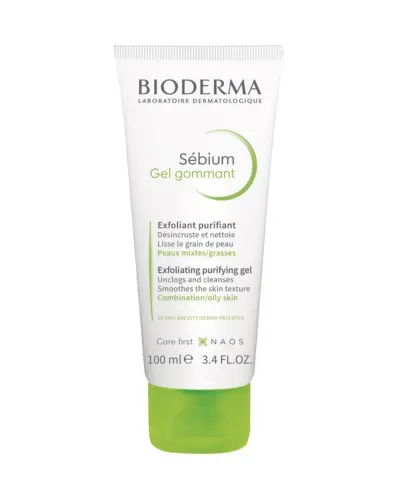 Bioderma Sebium Gel Gommant, myjący żel złuszczający, 100 ml - Delikatnie oczyszcza skórę, odblokowuje pory i usuwa martwy naskórek