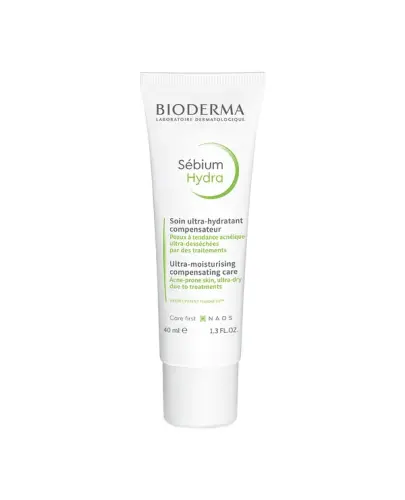 Bioderma Sebium Hydra Krem nawilżający do skóry skłonnej do trądziku, 40 ml - Odżywcza i intensywnie nawilżająca pielęgnacja skóry podczas kuracji przeciwtrądzikowej