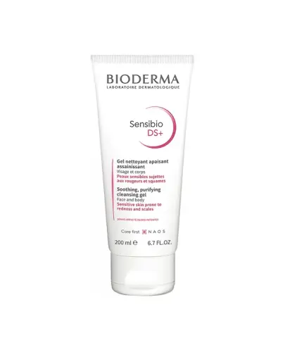 Bioderma Sensibio DS+ Żel oczyszczający, 200 ml - Żel oczyszczający do skóry zaczerwienionej i z łojotokowym zapaleniem skóry