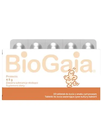 BioGaia Protectis, 10 tabletek do żucia - Probiotyczne tabletki do żucia o smaku cytrynowym