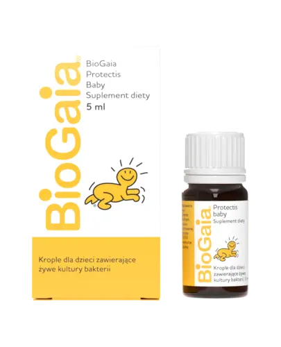 BioGaia Protectis Baby, krople doustne, 5ml - Suplement diety ze szczepem bakterii kwasu mlekowego Lactobacillus reuteri Protectis