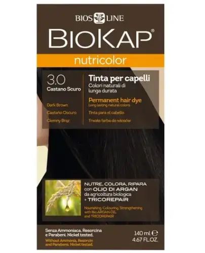 Biokap Nutricolor 3.0 Ciemny brąz, 140 ml - Dermo farba do włosów  bez amoniaku, rezorcyny, parabenów