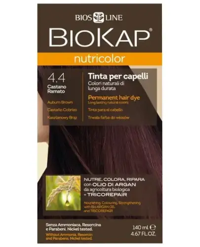 Biokap Nutricolor 4.4 Kasztanowy brąz, 140 ml - Farba do włosów  bez amoniaku, rezorcyny, parabenów