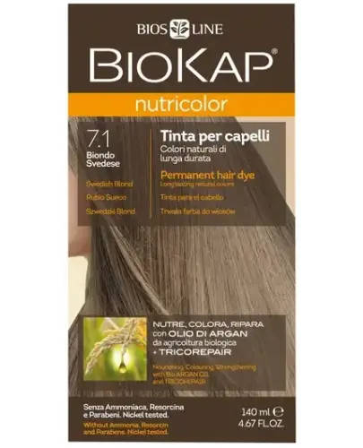 Biokap Nutricolor 7.1 Szwedzki blond, 140 ml - Farba do włosów  bez amoniaku, rezorcyny, parabenów