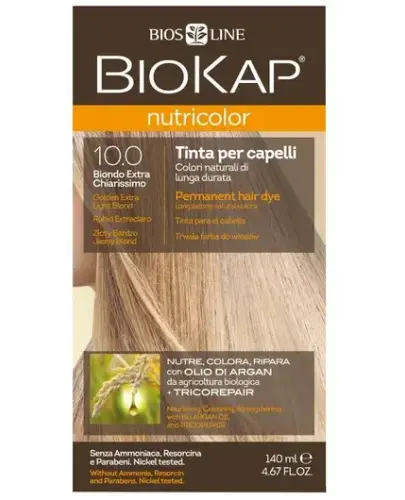 Biokap Nutricolor 10.0 Bardzo jasny złoty blond, 140 ml - Dermo farba do włosów  bez amoniaku, rezorcyny, parabenów