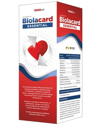 Biolacard Essential, płyn doustny, 1000ml -  Suplement diety z witaminami i wyciągami ziołowymi. Dla osób starszych.