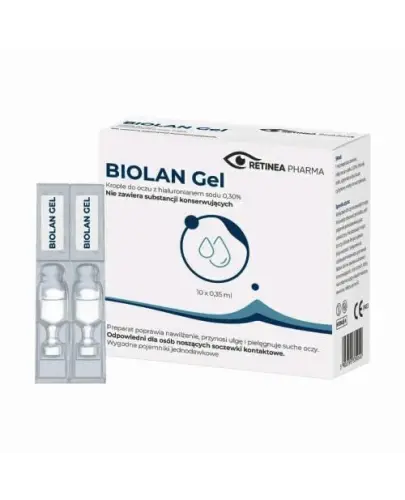 Biolan Gel Krople do oczu, 10 minimsów po 0,35 ml - Higieniczne i praktyczne rozwiązanie dla długotrwałego nawilżenia i komfortu widzenia