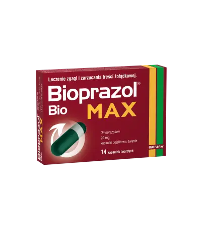 Bioprazol Bio Max kapsułki dojelitowe twarde, 14 sztuk - Kapsułki stosowane w krótkotrwałym leczeniu objawów refluksu żołądkowo-przełykowego.