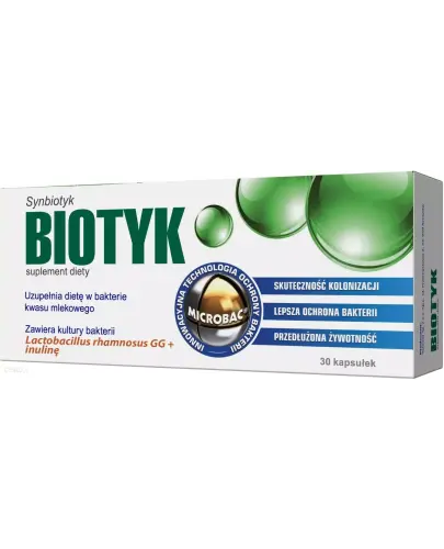 Biotyk, 30 kapsułek - Suplement diety z kulturami bakterii kwasu mlekowego Lactobacillus rhamnosus GG i inuliną