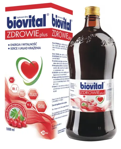 Biovital Zdrowie Plus, 1000 ml  - Suplement diety do picia z głogiem, żelazem i witaminami