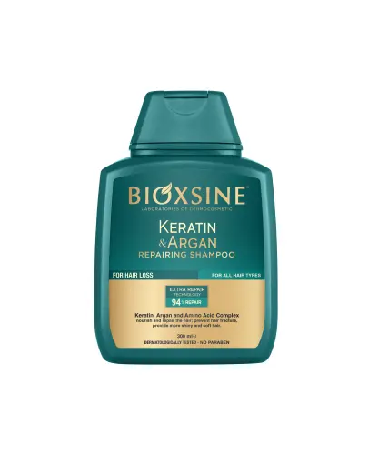 Bioxsine Keratin & Argan Szampon regenerujący do wszystkich rodzajów włosów, 300 ml - Pomaga wzmocnić włosy i odżywia ich korzenie