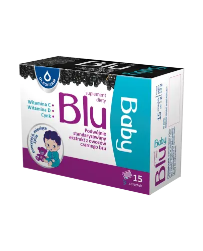 Blu Baby, 15 saszetek - Suplement diety z czarnym bzem, dla dzieci i dorosłych