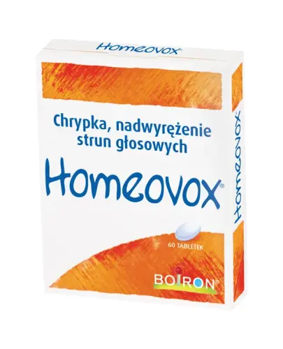 Boiron Homeovox, 60 tabletek - Lek stosowany w leczeniu chrypki, nadwyrężenia strun głosowych