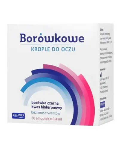 Borówkowe, krople do oczu, 20 ampułek - Naturalne krople nawilżające bez konserwantów