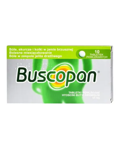 Buscopan 10 mg, 10 tabletek powlekanych - Tabletki rozkurczowe