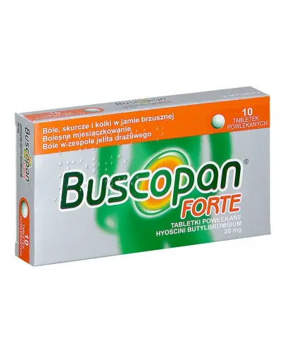 Buscopan Forte 20 mg, 10 tabletek powlekanych - Tabletki rozkurczowe