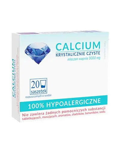 Calcium Krystalicznie Czyste, 20 saszetek - Suplement diety z wapniem