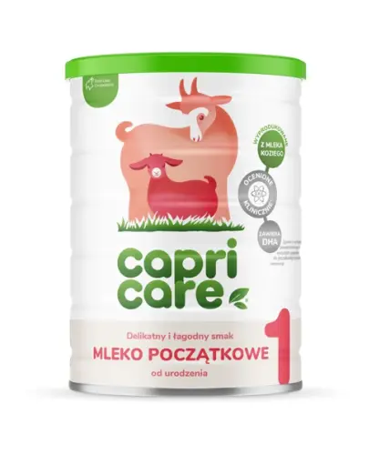 Capricare 1 Mleko początkowe oparte na mleku kozim od urodzenia, 800 g - Mleko oparte na pełnym mleku kozim, dostarcza składników odżywczych, uzupełnia dietę dzieci do 6. miesiąca życia