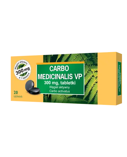 Carbo medicinalis VP 300 mg, 20 tabletek - Carbo activatus 300 mg