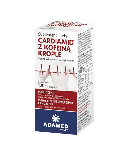 Cardiamid z kofeiną, krople doustne, 100 ml - Suplement diety z kofeiną