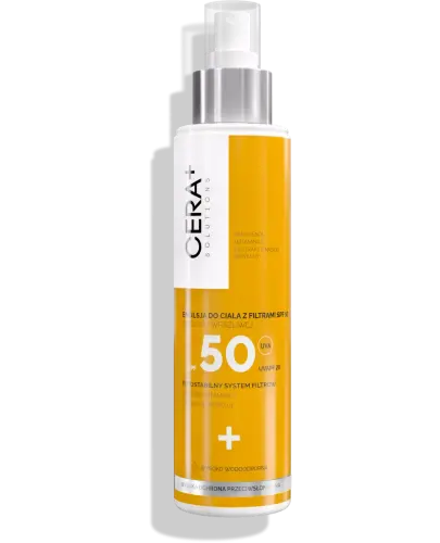 Cera+ Solutions, emulsja do ciała SPF 50, 150 ml - Zapachowa, wysoko wodoodporna emulsja do ciała do skóry wrażliwej z ochroną przed działaniem promieniowania UVA i UVB