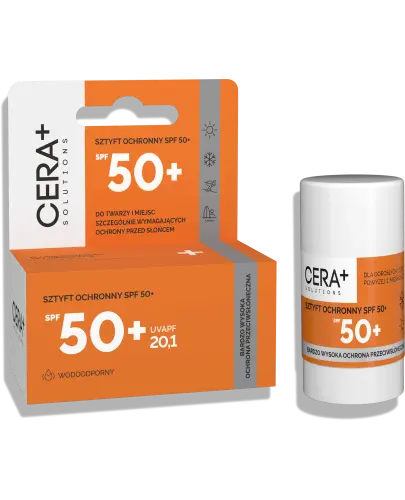 Cera+ Solutions Sztyft dla dorosłych i dzieci ochronny SPF 50+ od 1. miesiąca życia - Sztyft ochronny przed UVA i UVB do twarzy i miejsc szczególnie wymagających ochrony, dla dorosłych i dzieci od 1. miesiąca życia