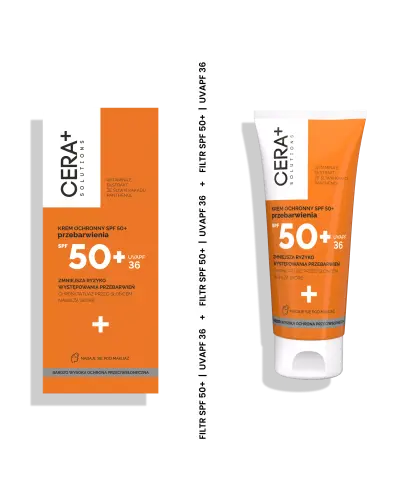 CERA+ krem ochronny SPF 50+, Przebarwienia, 50 ml - Krem ochronny do skóry wrażliwej, skłonnej do przebarwień