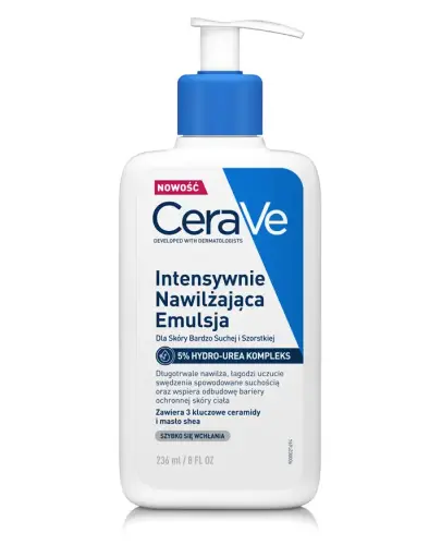 CeraVe Intensywnie nawilżająca emulsja z 5% kompleksem Hydro-Urea, 236 ml - Wspiera odbudowę bariery ochronnej skóry