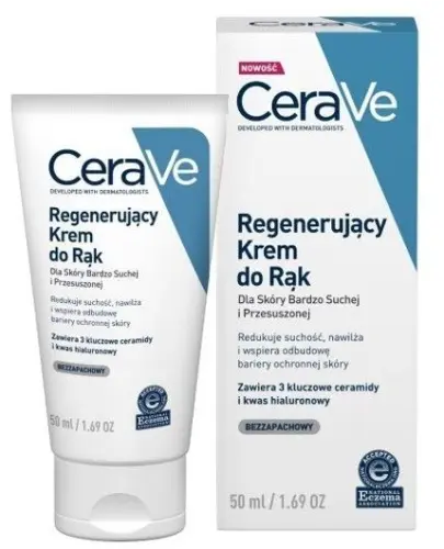 Cerave Krem do rąk, 50 ml - Krem regenerujący do skóry suchej i przesuszonej