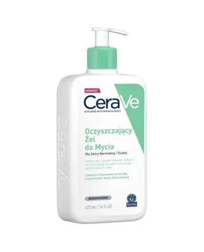 Cerave Oczyszczający żel do mycia, 473 ml - Żel do skóry normalnej i tłustej