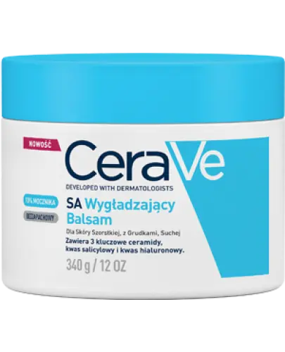 CeraVe SA Wygładzający balsam, 340 g - Działa łagodnie, eliminując martwe komórki skóry i nadając jej gładkość oraz poprawiając jej strukturę