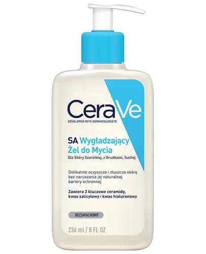 CeraVe SA Wygładzający żel do mycia, 236 ml - Delikatnie oczyszcza i złuszcza skórę bez naruszenia jej bariery ochronnej