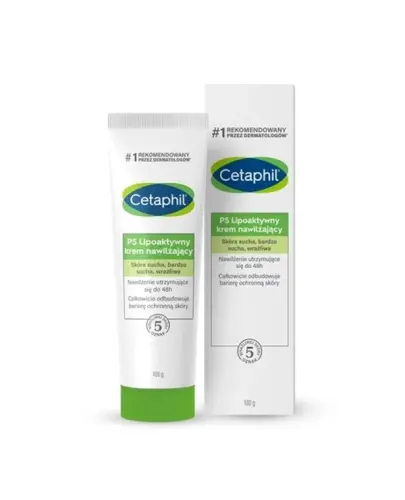 Cetaphil PS Lipoaktywny krem nawilżający, 100 g - Do skóry suchej, uszkodzonej, wrażliwej