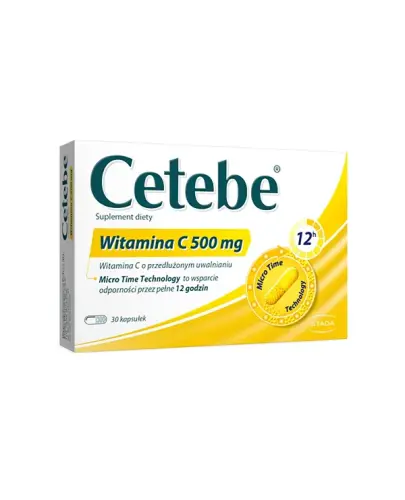 Cetebe Witamina C 500 mg, 30 kapsułek - Witamina C o przedłużonym uwalnianiu