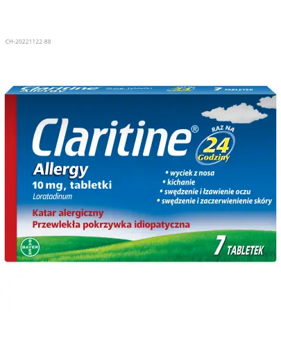 Claritine Allergy 10 mg, 7 tabletek - Katar alergiczny, przewlekła pokrzywka idiopatyczna