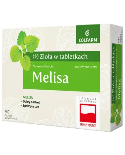 Colfarm Melisa, 90 tabletek  - Suplement diety z wyciągiem z ziela melisy