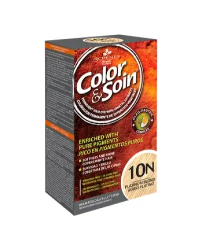 Farba Color&Soin, 10N, kolor platynowy blond, 135 ml - Naturalna farba bez silikonów