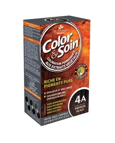 Farba Color&Soin 4A, kolor brąz zimny, 135 ml  - Trwała farba do samodzielnej koloryzacji włosów.