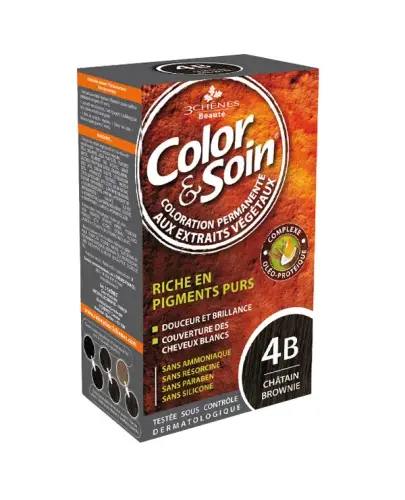 Farba Color&Soin 4B, kolor brąz- kasztan, 135 ml  - Trwała farba do samodzielnej koloryzacji włosów.