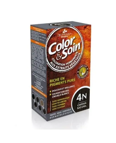 Farba Color&Soin 4N, kolor szatyn naturalny, 135 ml  - Trwała farba do samodzielnej koloryzacji włosów.