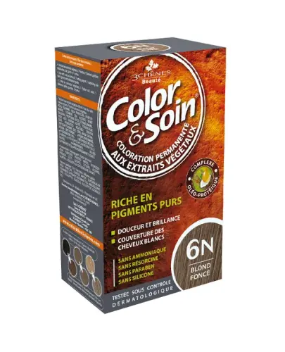 Farba Color&Soin 6N, kolor ciemny blond, 135 ml - Trwała koloryzacja bez amoniaku