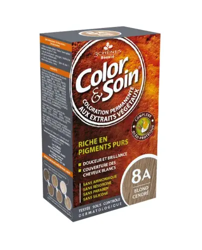 Farba Color&Soin 8A, kolor popielaty blond, 135 ml - Farba do włosów z naturalnymi składnikami