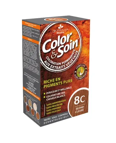 Farba Color&Soin 8C, kolor miedziany blond, 135 ml - Łagodna farba do włosów z naturalnymi olejkami