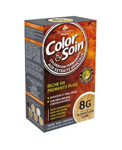 Farba Color&Soin 8G, kolor złocisty jasny blond, 135 ml - Bezpieczna farba do włosów