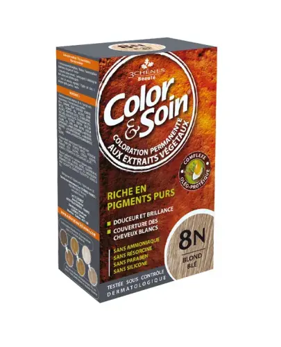 Farba Color&Soin 8N, kolor blond pszeniczny, 135 ml - Naturalna farba do włosów, nawilża i odbudowuje