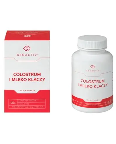 Genactiv Colostrum i Mleko klaczy, 180 kapsułek - Kapsułki z laktoferyną, witaminami i aminokwasami