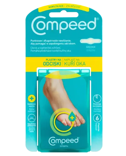 Compeed na odciski, nawilżające, 6 sztuk - Plastry  z aktywnym żelem hydrokoloidowym