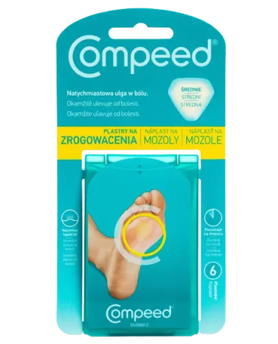 Compeed, Plastry na zrogowacenia, 6 sztuk - Z aktywnym żelem hydrokoloidowym zmiększającym modzele i nagniotki